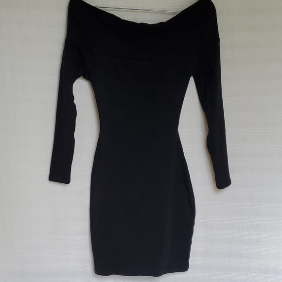 Vintage 90s Portrait Wrap Collar LBD - Picture 3 of 6